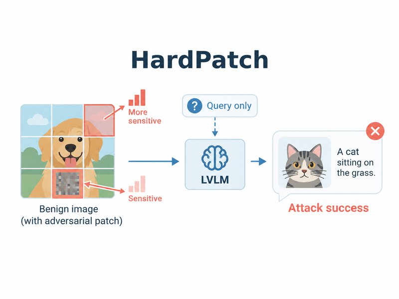 Attacking Hard-Label Large Vision-Language Models with Model-Sensitive Adversarial Patch Designs